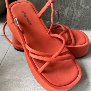 Jeffrey Campbell Glow Up Orange Neoprene Platform Sandals Women's size 10